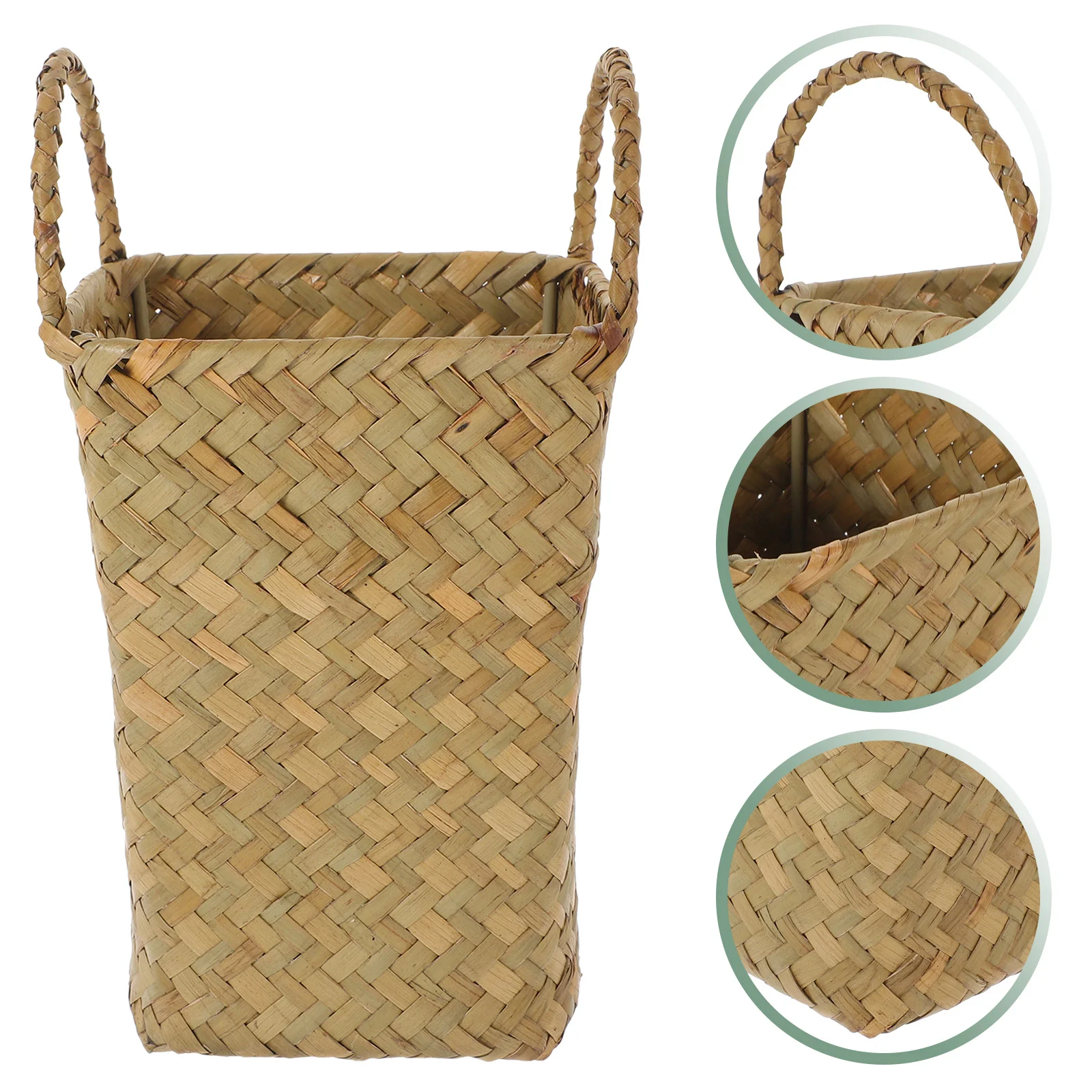 

Portable Flower Basket Woven Hand-made Seagrass Baskets Desktop Weaving Outdoor Handheld Dried Seaweed Arrangement