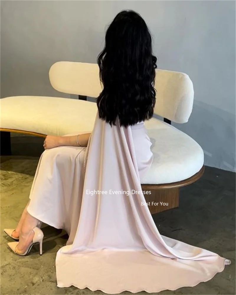 Eightree Pink Modern Evening Dresses Long A Line Tea Length Abendkleider Dubai Ruffles Elegant Party Dresses for Women 2024