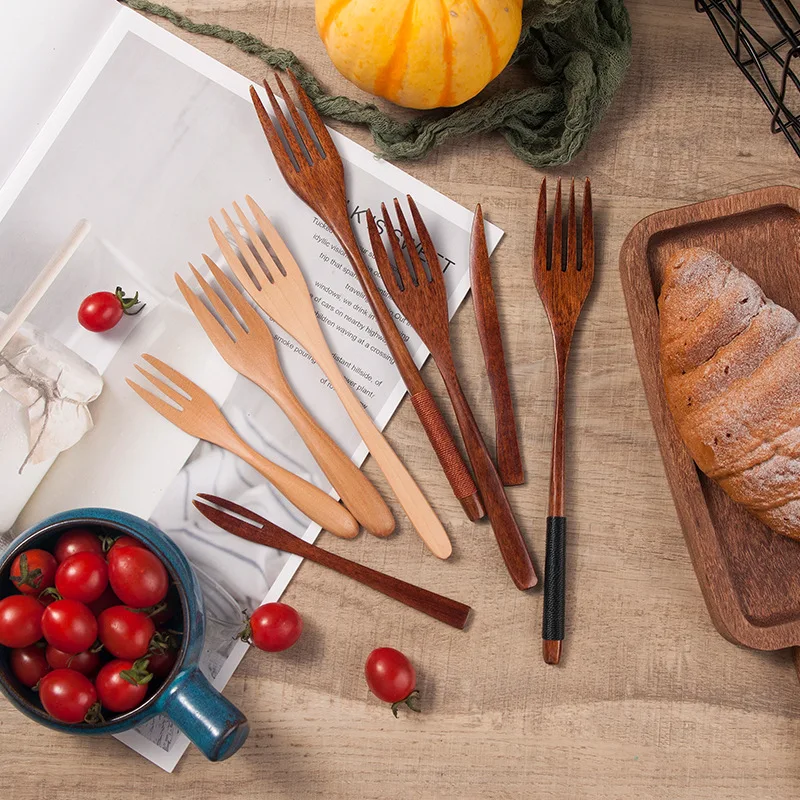 Wooden Fork Bamboo Kitchen Cooking Utensil Tool Tableware 1