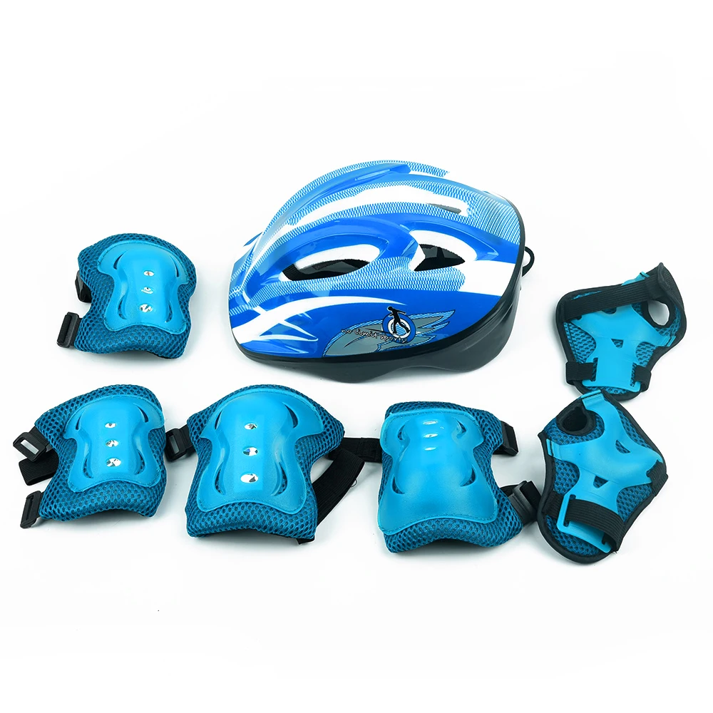 Henco Protective Gear Set/Kit (Pack of 7) for Ice and Roller Cycling  Skating,and Other Extreme Sports for Boy/Girl. (Blue)