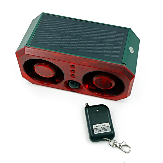 Solar Alarm Animal Repeller Two Speakers Recording Motion Detection Alarm Sensor Flash Sensing Extra Large Volume 5