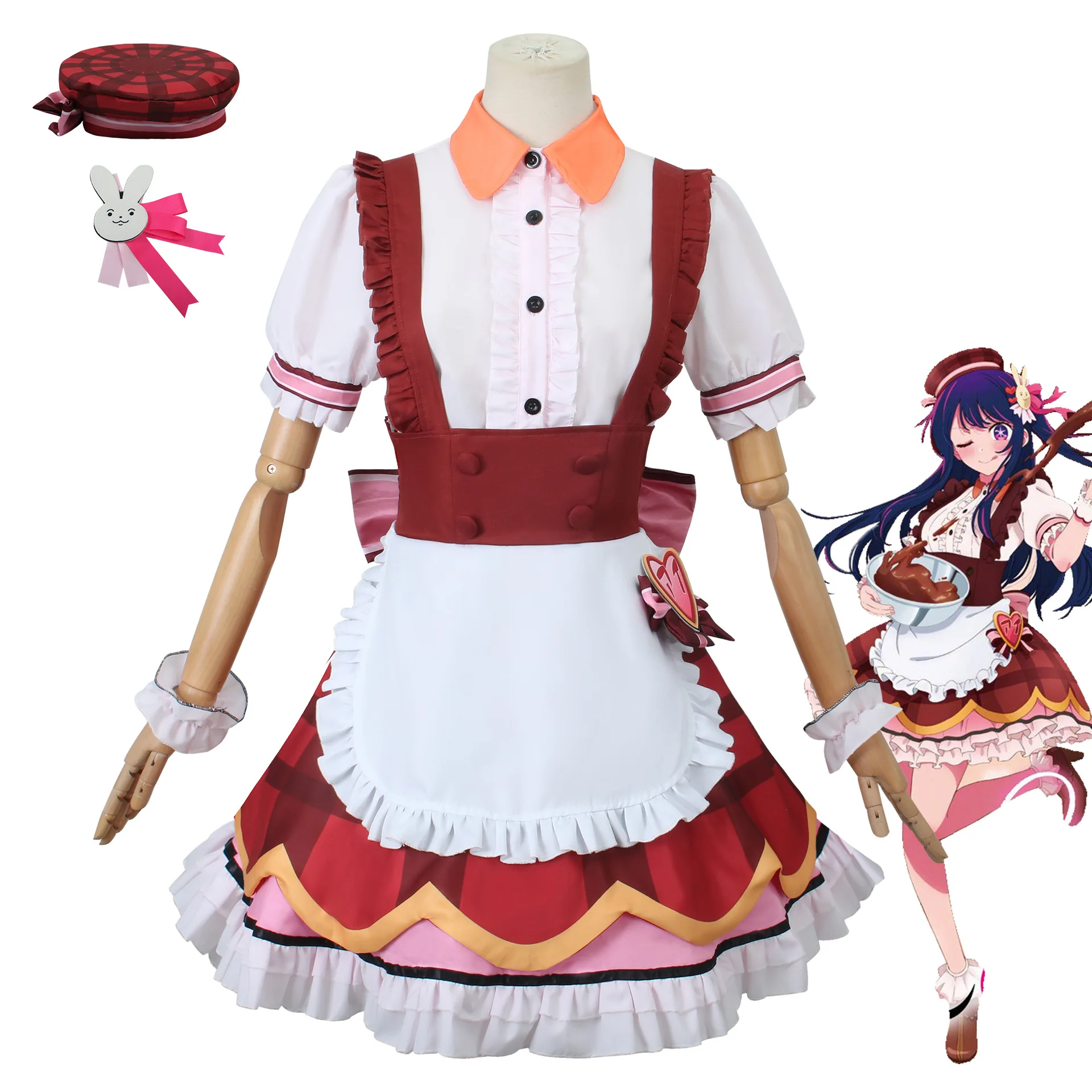 

New Oshi No Ko Hoshino Ai Cosplay Anime Cosplay Costumes Woman Lolita Maid Outfit Maid Dress Hat Uniform Halloween Party Clothes