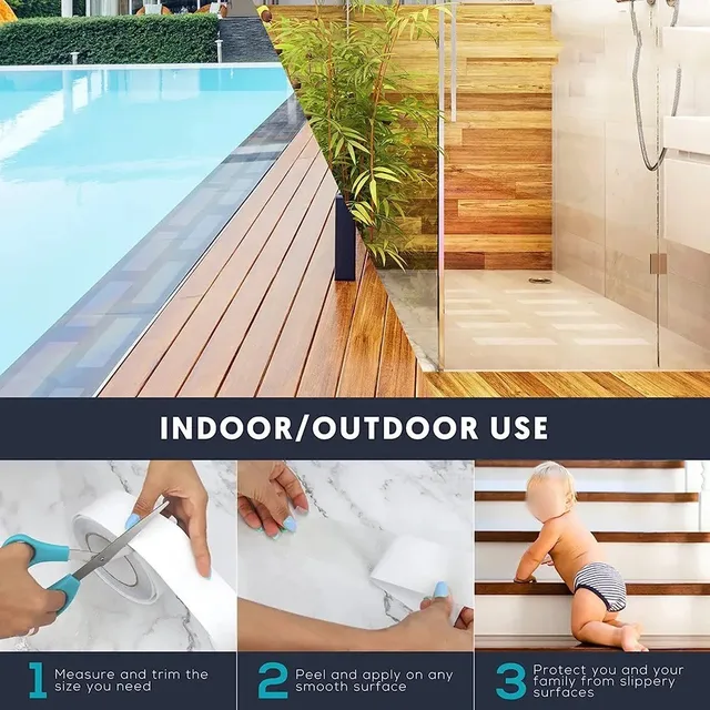 Nastro Antiscivolo Trasparente 5cm X 5m - Per Scale, Bagni, Esterni, Adesivo Abrasivo Sicuro