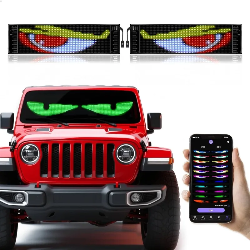 2PCS Devil Eyes Light Soft Screen Flexible Scrolling Programmable LED ...