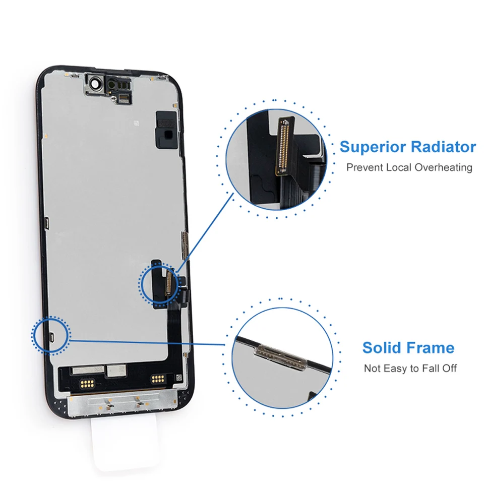 Riparazione display LCD per iPhone 15 - Schermo LCD touchscreen per iPhone 15 A2846 A3089 A3092 A3090 Digitizer completo di montaggio con strumenti ( nero, 6,1 pollici