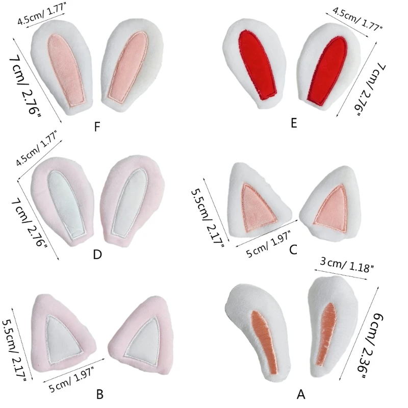 5 Pair Sweet Rabbit/Cat Ear Shape Appliques DIY Clothing Patches Adult Kids Shoes Gloves Scarf Backpack Hairpin Sewing Material