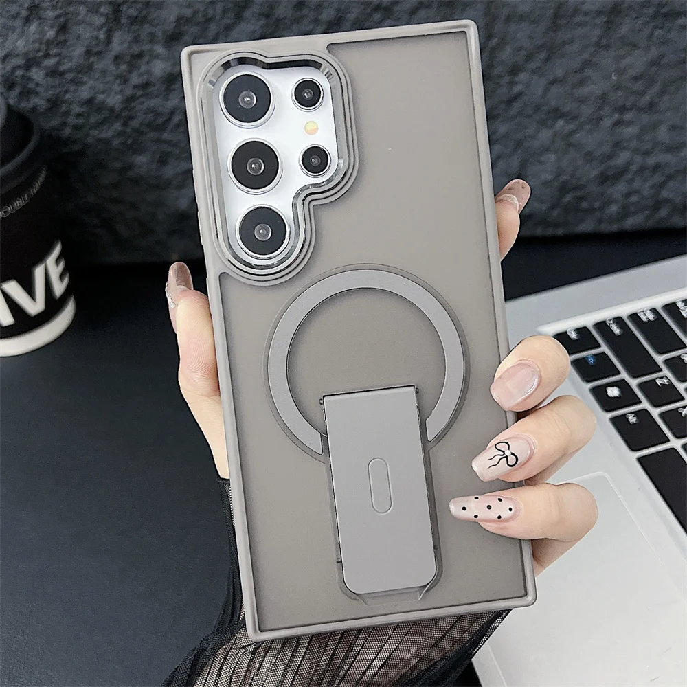 Enhanced Magnetic Wireless Charging Stand Holder Case with Matte Luxury Finish