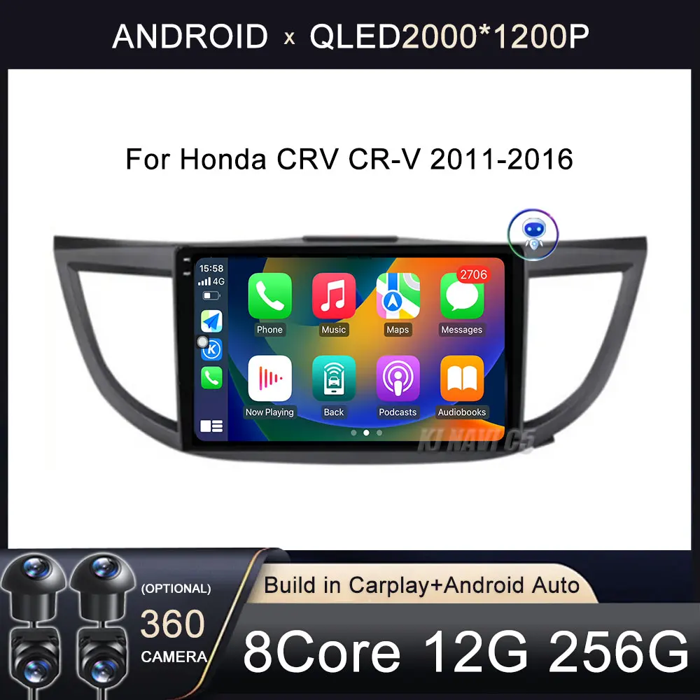 

Автомобильный радиоприемник Android 14 для Honda CRV CR-V 2011 2012 2013 2014-2016 мультимедийный плеер GPS-навигация головное устройство 2din стерео