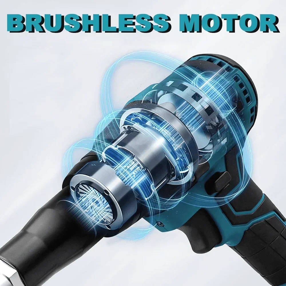 Pistolet à Riveter Sans Fil Compatible Avec Batterie Makita 18 V, Pince à Riveter électrique Sans Balais Avec Lumière LED, 175 Rivets, 4 Adaptateurs Et Clé à Molette, Kit De Pince à Rivets Pop