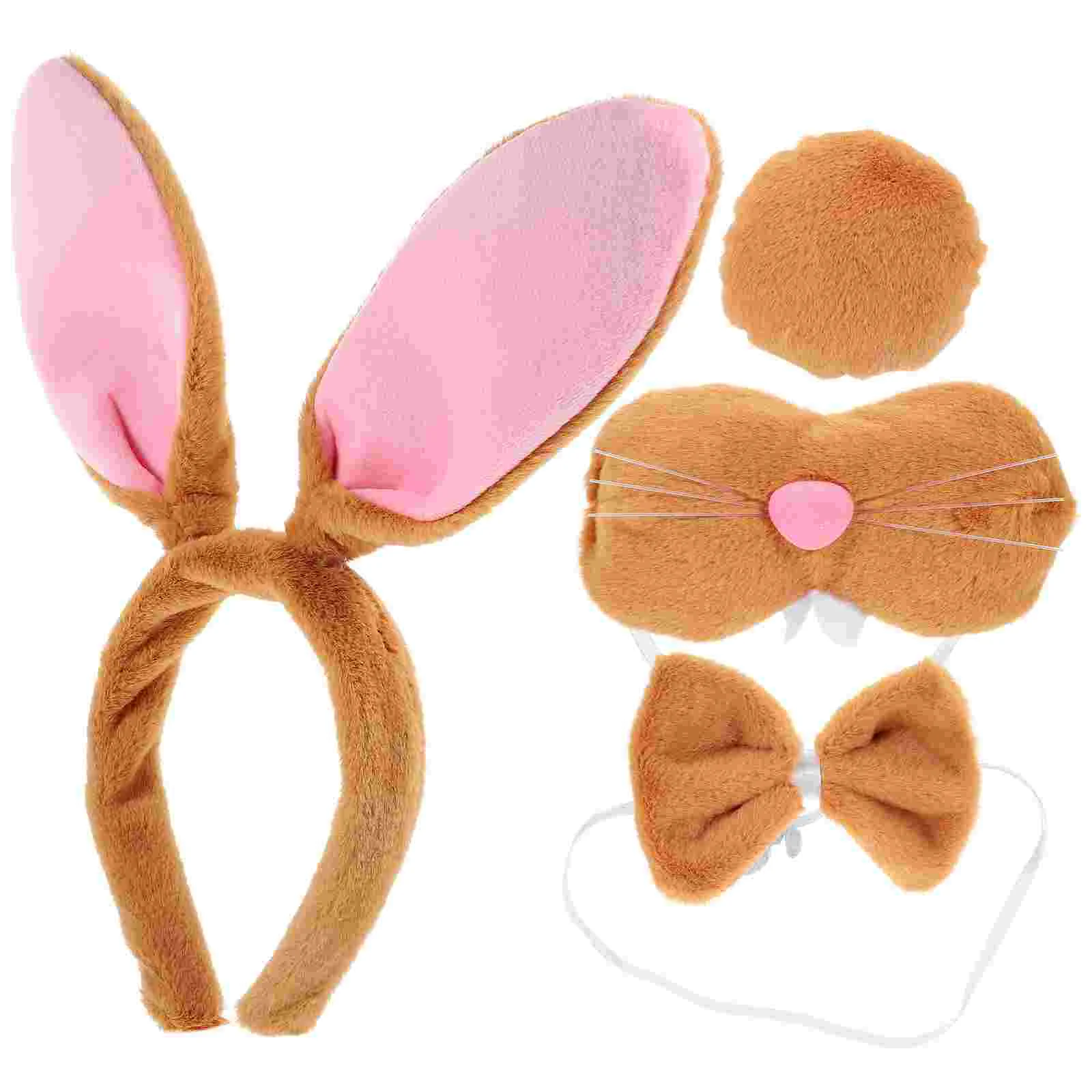 1 Set of Halloween Rabbit Animal Costume Set Bunny Ears Headband Bow Tie Tail Nose Skirt Set