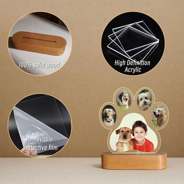 Custom Dog Cat Photo Memorial Night Light Light Up Pet Memorial Plaque Personalized Pet Keepsake Sign Sympathy Gift for Pet 5