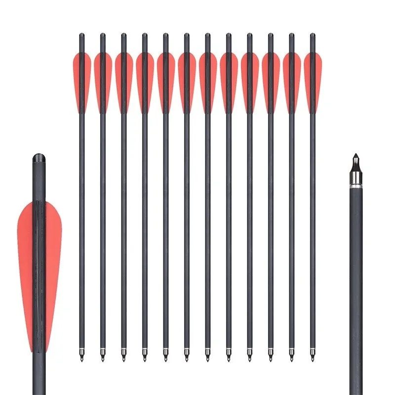 Carbon Crossbow Arrows with Half Moon Nock and Broadheads - Available in Sets of 6, 12, or 24