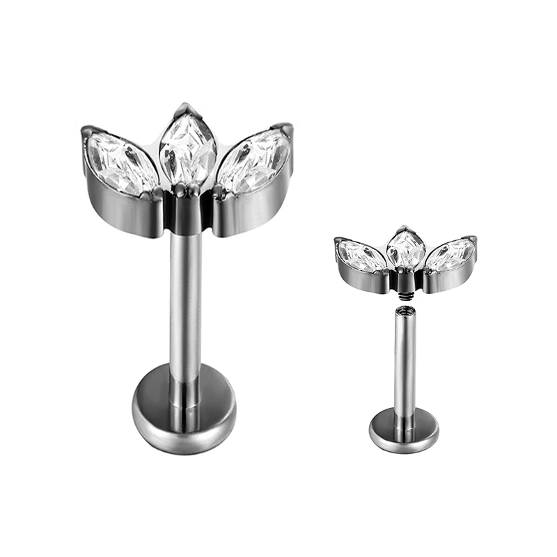 G23 Titanium Ear Piercing Earring Nail Internal Thread Labret Lip Stud Cartilage Tragus Stud Earrings Body Piercing Jewelry 16G