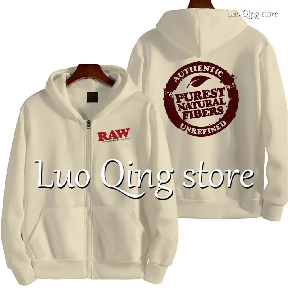 

RAW 2023 New Zipper Hoodie Men's and Women's Fashion Hip Hop Street Loose Top Outdoor Sports Large Solid Sweatshirt Y2K Pullover