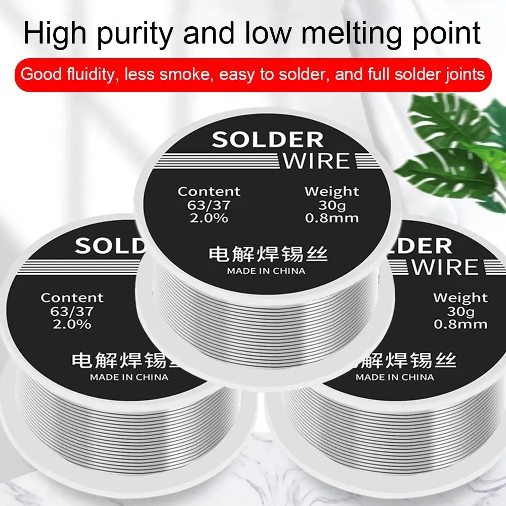 Soldering Wire Soldering Tin Wire Welding Wires 0.8mm Welding Solder Wire High Purity Low-melting Rosin Core Soldering Wire Roll No-clean FLUX 2.0% Tin BGA Welding Tool