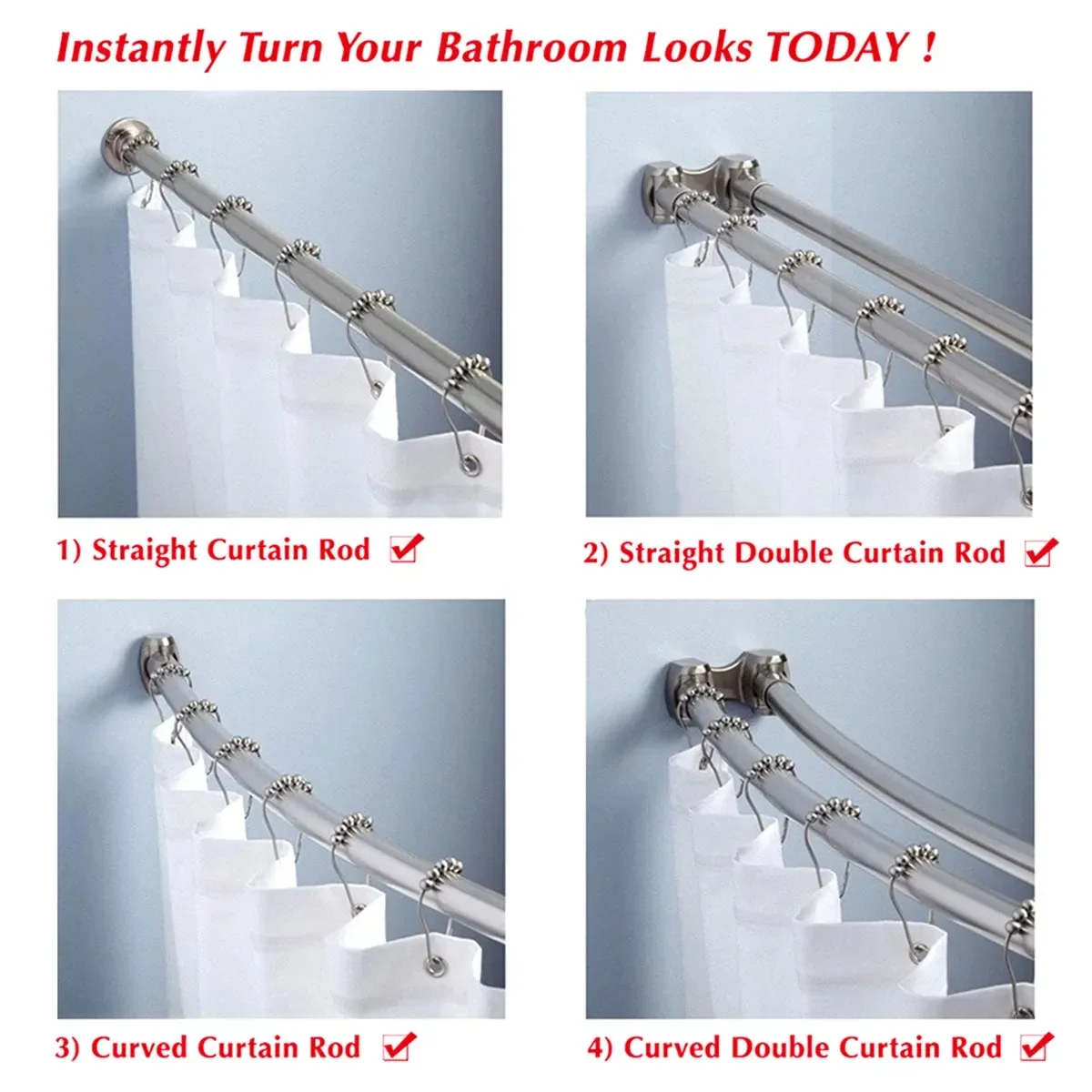 12pcs Shower Curtain Hooks Shower Rod Hook Rust-proof Iron Rings for Curtain Bathroom Rods Bathroom Accessories multifunctional hooks heavy duty hooks suction cup hook self adhesive wall hooks self adhesive hooks wall mounted basin hook kitchen hook shower curtain clips home storage accessories bathroom organizer