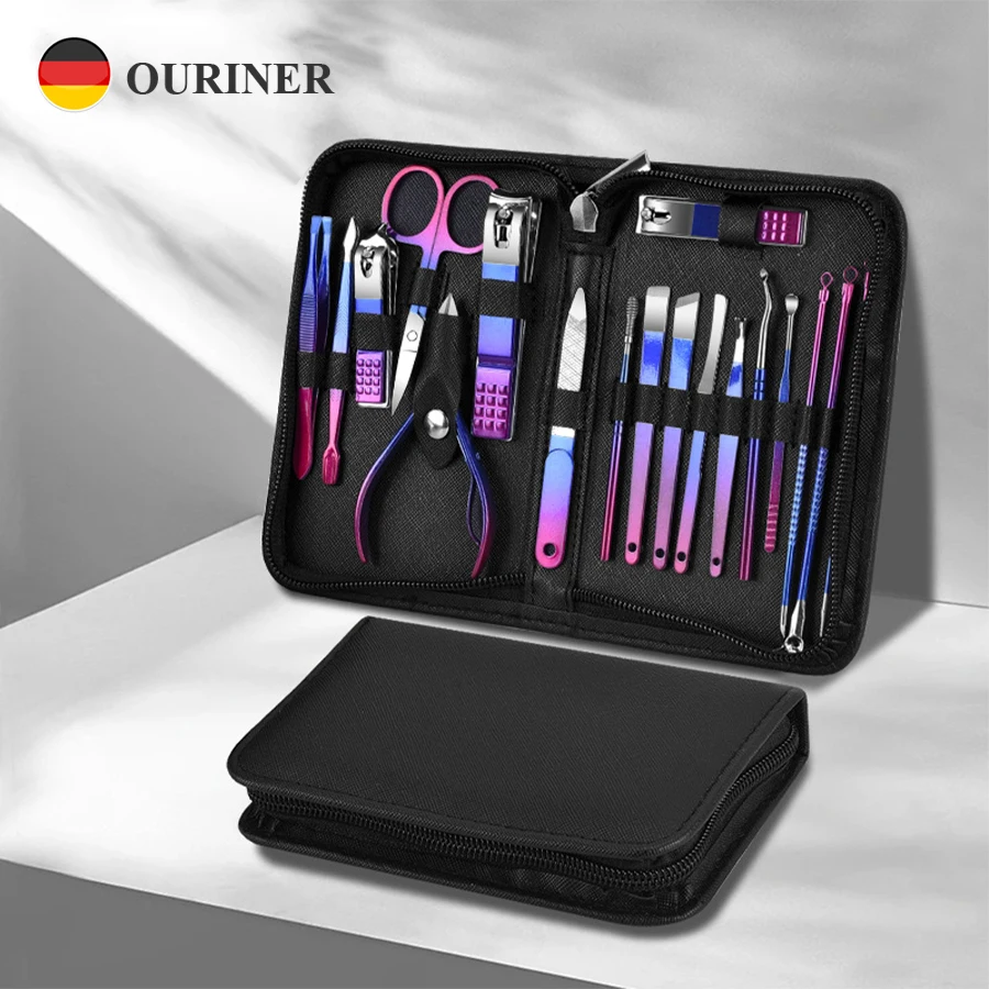 6-18pcs Set Professional Stainless Steel Manicure & Pedicure Kit Precision Nail Care Travel Case Nail Clipper Scissor manicure kit