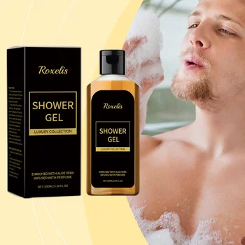 Roxelis Men Shower Wash Gel doccia con profumo ai feromoni 100ml Gel doccia ai feromoni Gel doccia all'aloe Unisex Freschezza a lunga durata 1