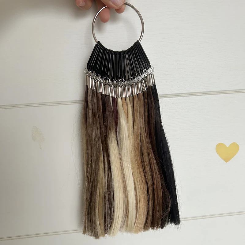 Human Hair Extensions Color Card Rings Swatches Testing Color Samples Palette Customizable Styles