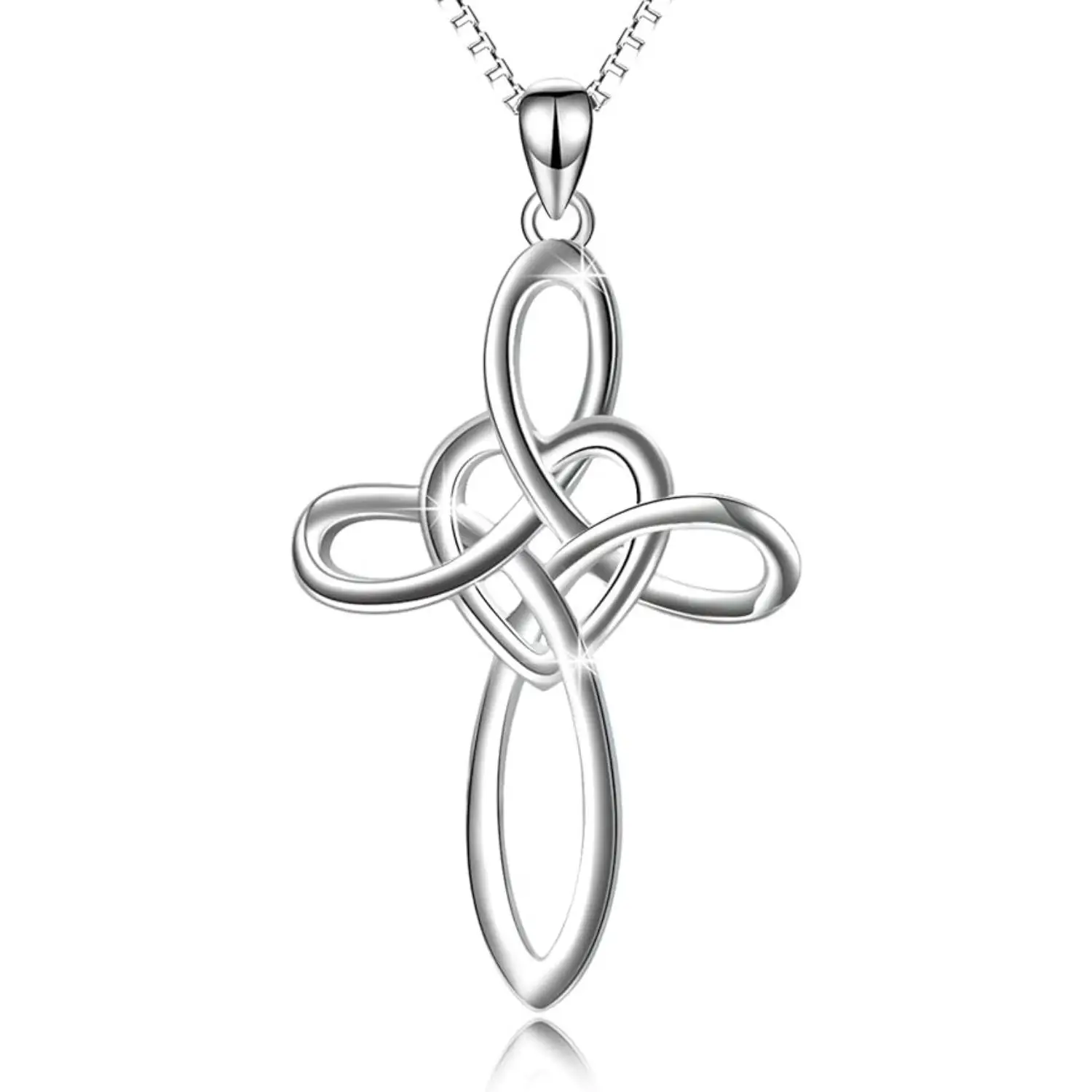 

FANSILVER 1Pcs 925 Sterling Silver Necklace Infinity Love Heart Celtic Knot Cross Necklace for Women