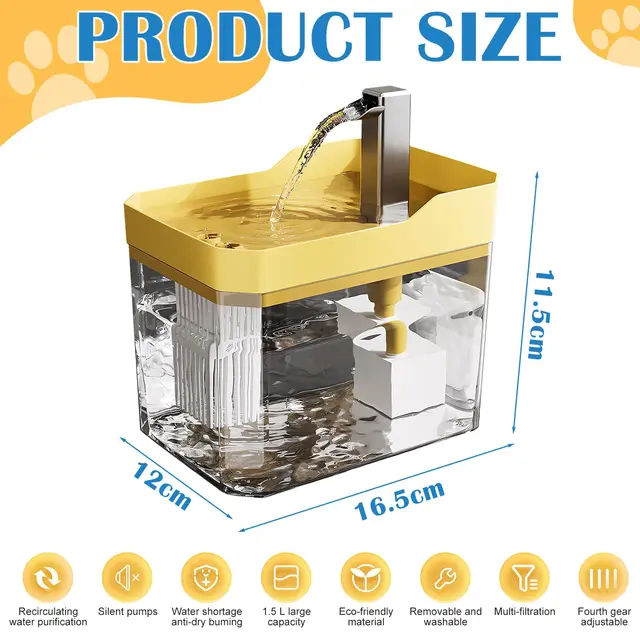 Cat Water Fountain Auto Filter Transparent  Drinker USB Anti-Dry Burning Recirculate Filtering Water Dispenser with Pump 6