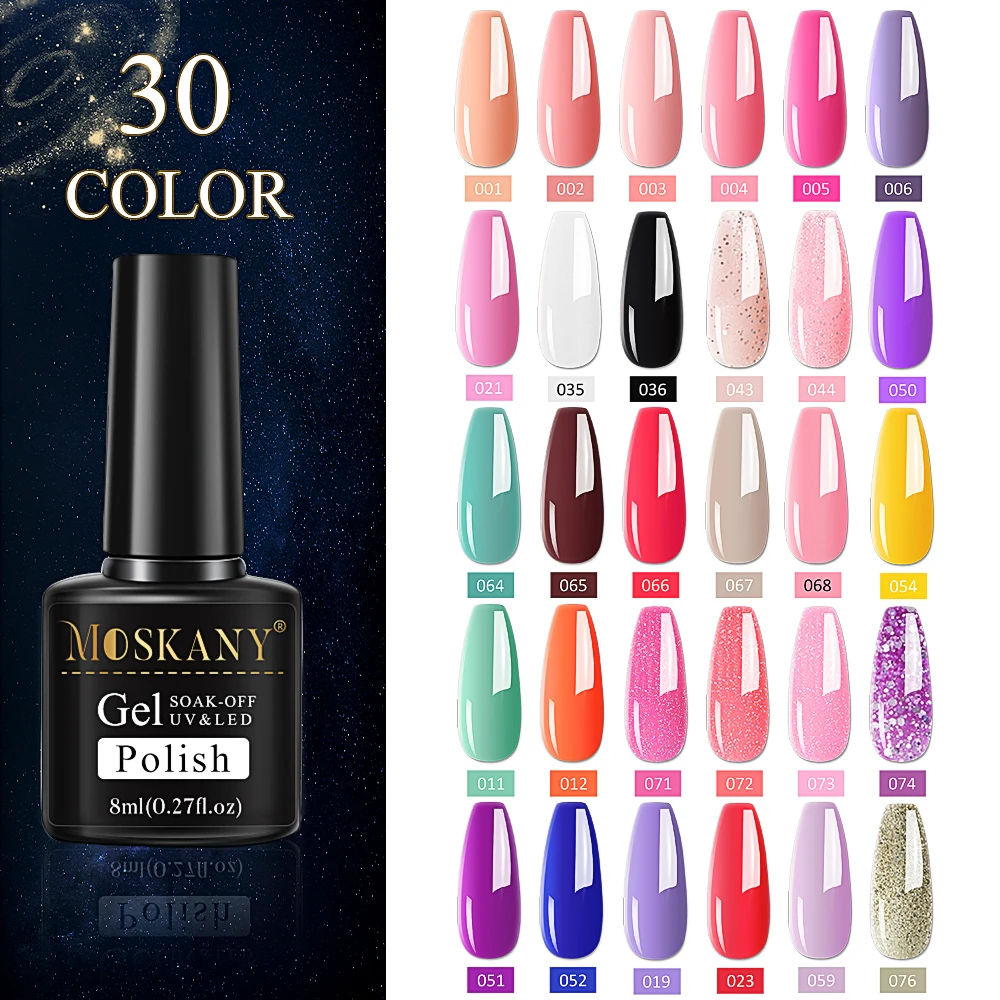 MOSKANY 20/30 Colors Semi Permanent Nail Polish Colour Gel Nail Polish Set  Soak | eBay