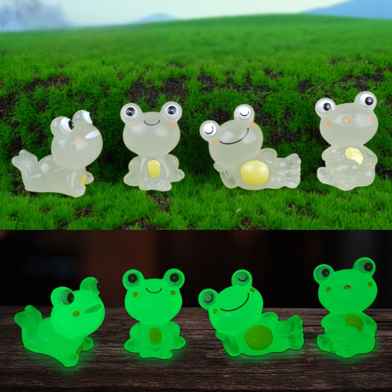 

10pcs Luminous Frogs Mini Figurine Glowing in The Dark Cute Frog Desk Decoration Diy Miniature Fairy Garden Bonsai Home Decor