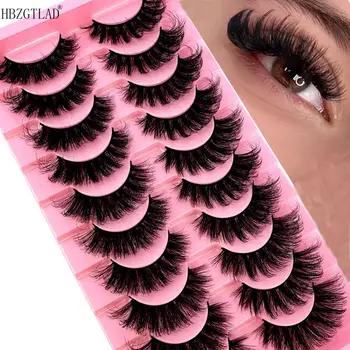 New 10 Pairs Cat Eye Lashes Fluffy Faux Mink Lashes 8D Wispy Lashes Pack Dramatic Long Thick Volume Eyelashes False Eyelash