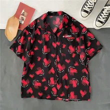  Women Short Sleeve Loose Blouse Shirt Butterfly Cartoon  Printing Button Up Pockets Femme Shirts Summer Blouses Oversized A1 