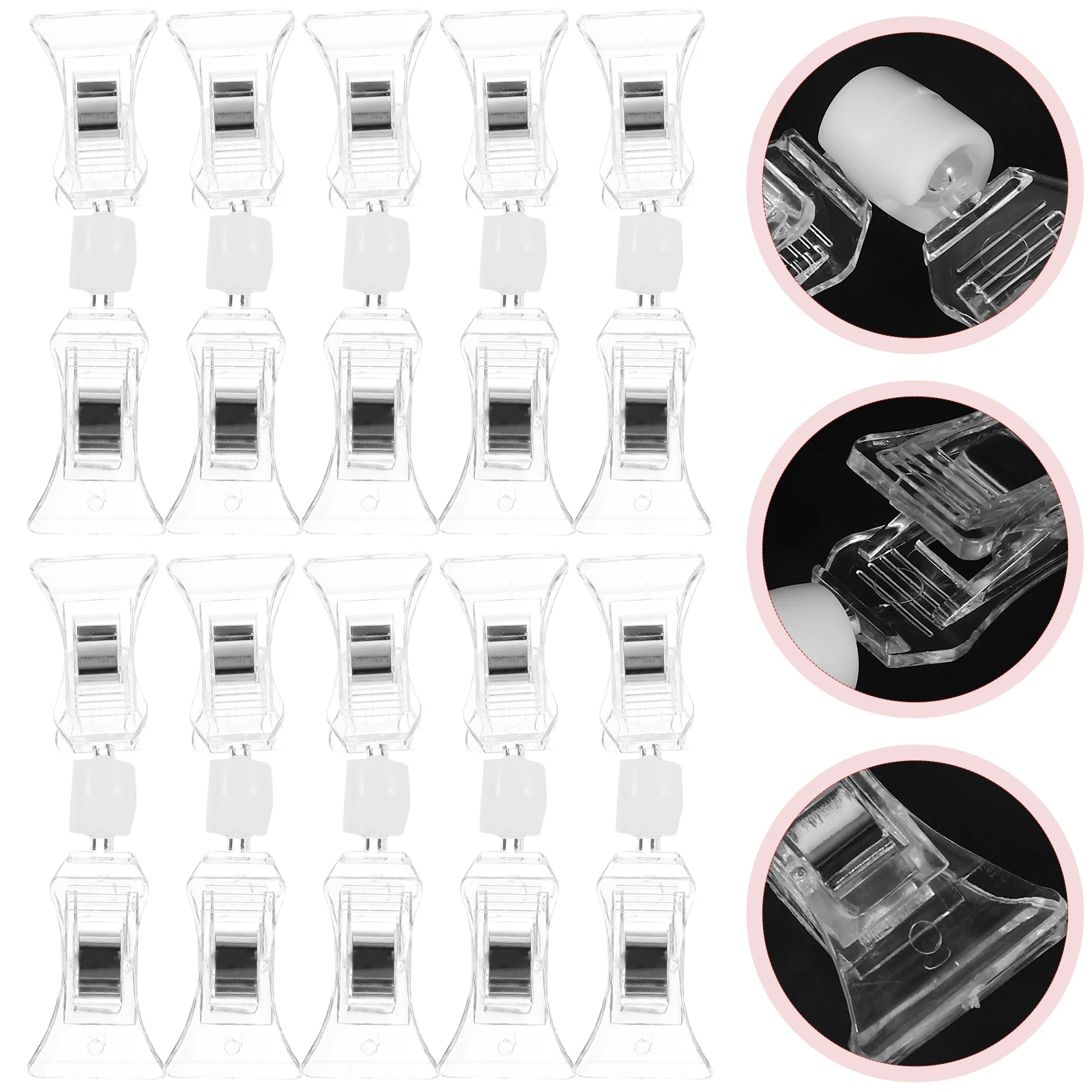 10 Pcs Advertising Double-headed Clip Clear Sign Holder Clothing Labels Rotatable Clips Plastic Price Tag Sided Tags