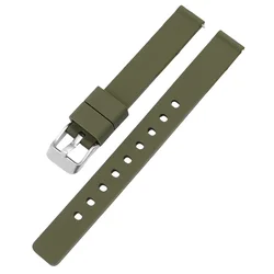 Silicone Sport Watch Strap - 12mm Waterproof Soft Replacement Wristband - Black buckle (Royal green)