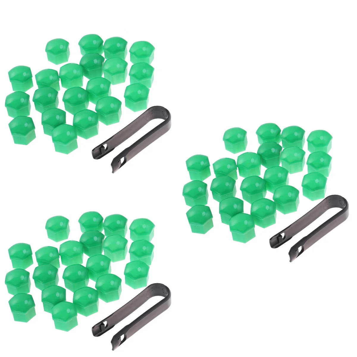 

3pcs 21 in 1 Hexagonal Wheel Lug Nut Covers Bolts Covers Screw Protect Caps 17mm with Clips (Green)