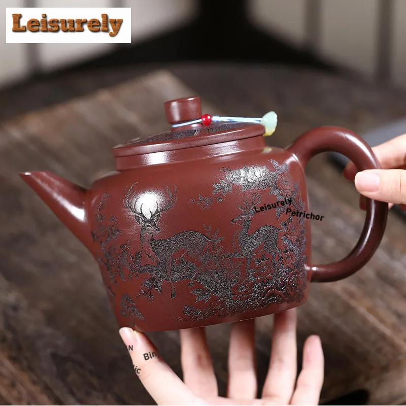 890ml Yixing Purple Clay Teapots Handmade Double Deer Pot Raw Ore Purple Mud Tea Maker Kettle Zisha Tea Set Tea Ceremony Gift