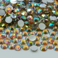 High Transparent Flat - Bottom Resin Diamonds for Nail Art and Jewelry Crafting (Crystal Yellow AB)