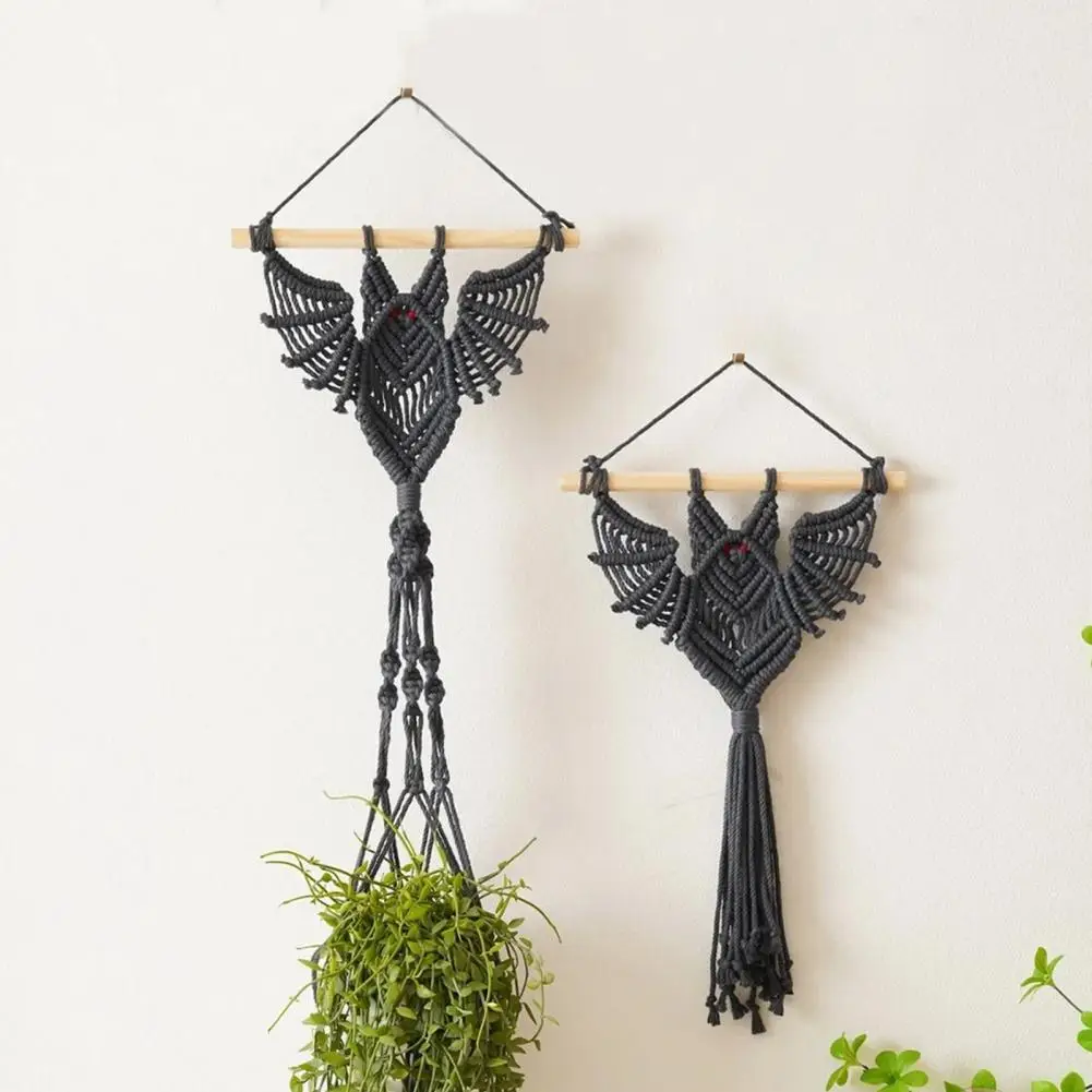 Gothic Bat Hanging Tapestry Woven Bat Hanging Planter Succulent Pot Air Plant Holder Home Decor