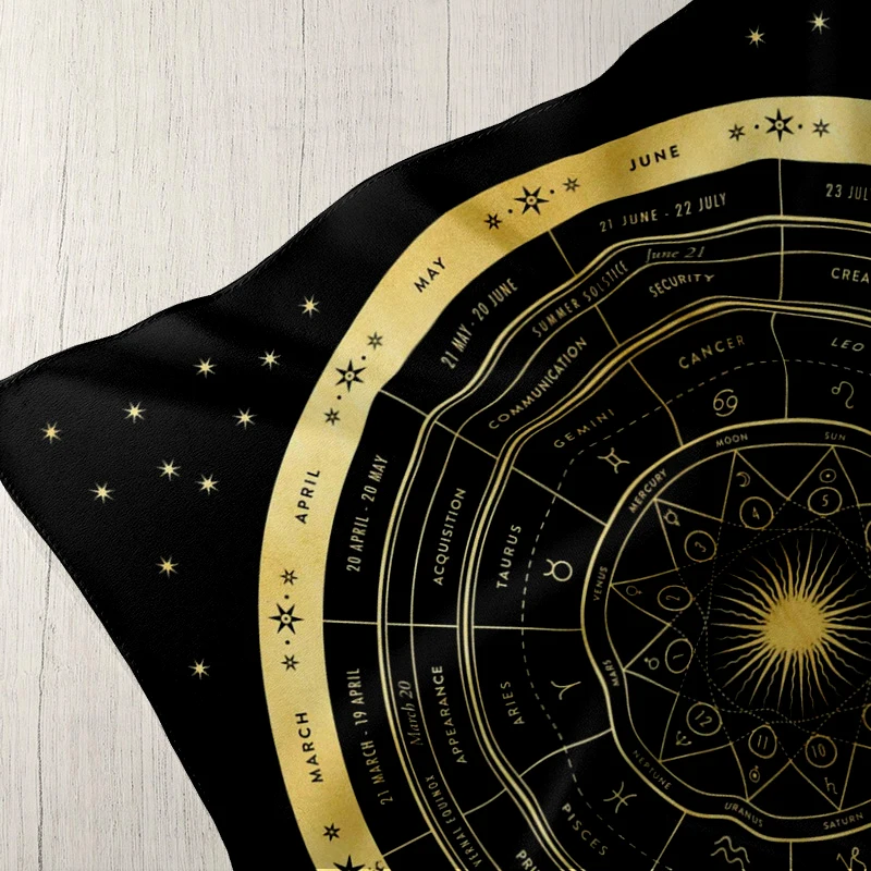 Tapestry Decorations Tarot Tapestry Wall Hanging Tarot tablecloth Altar cloth Wheel of the Zodiac Astrology Wheel of the Year sun moon Room Decor Art