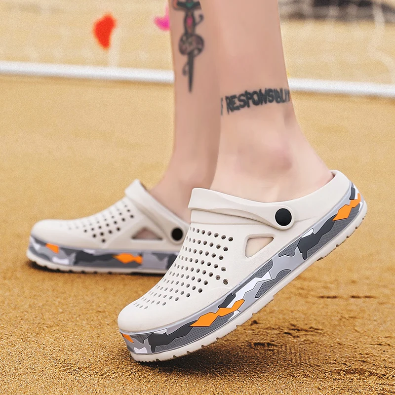 New Mens Sandals Clogs Camo Summer Beach Slippers Outdoor Casual Water Shoes Male Big Size summer sandals,mens shoes