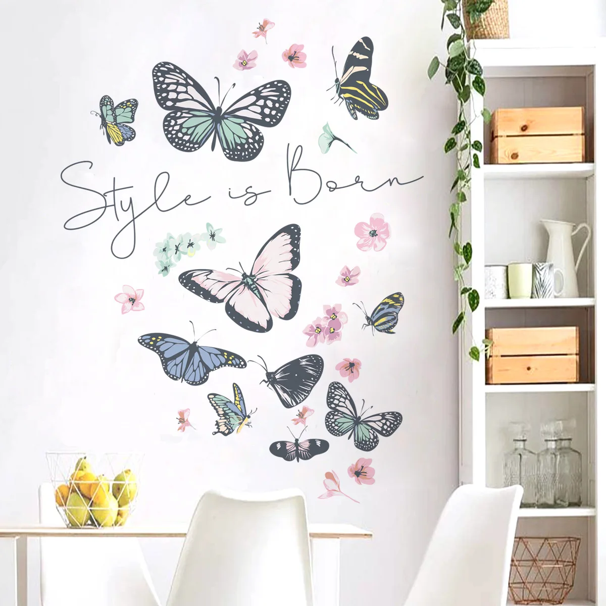 30*90cm Color Butterfly English Style Floral Wall Stickers Living Room Bedroom Background Decorative Mural Wall Sticker Ms574 90cm usb 2 0 to type c charge data transfer coiled cable for samsung galaxy c9 pro huawei mate 9 silver color