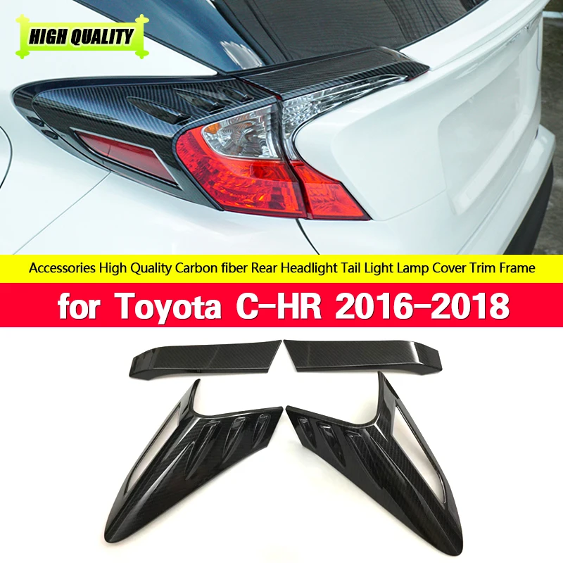 

4Pcs Carbon Fiber Style Rear Back Lamp Tail Light Cover Trim for Fit Toyota CHR C-HR 2016 2017 2018 Chromium Styling