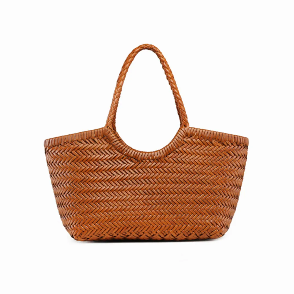 Dragon diffusion French vintage woven bag genuine leather woven vegetable  basket ins hot selling internet celebrity women's bag - AliExpress