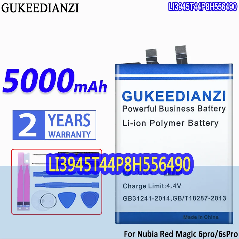 

High Capacity GUKEEDIANZI Battery LI3945T44P8H556490 5000mAh For ZTE Nubia Red Magic 6/6S pro/6sPro 6Pro NX669J-P