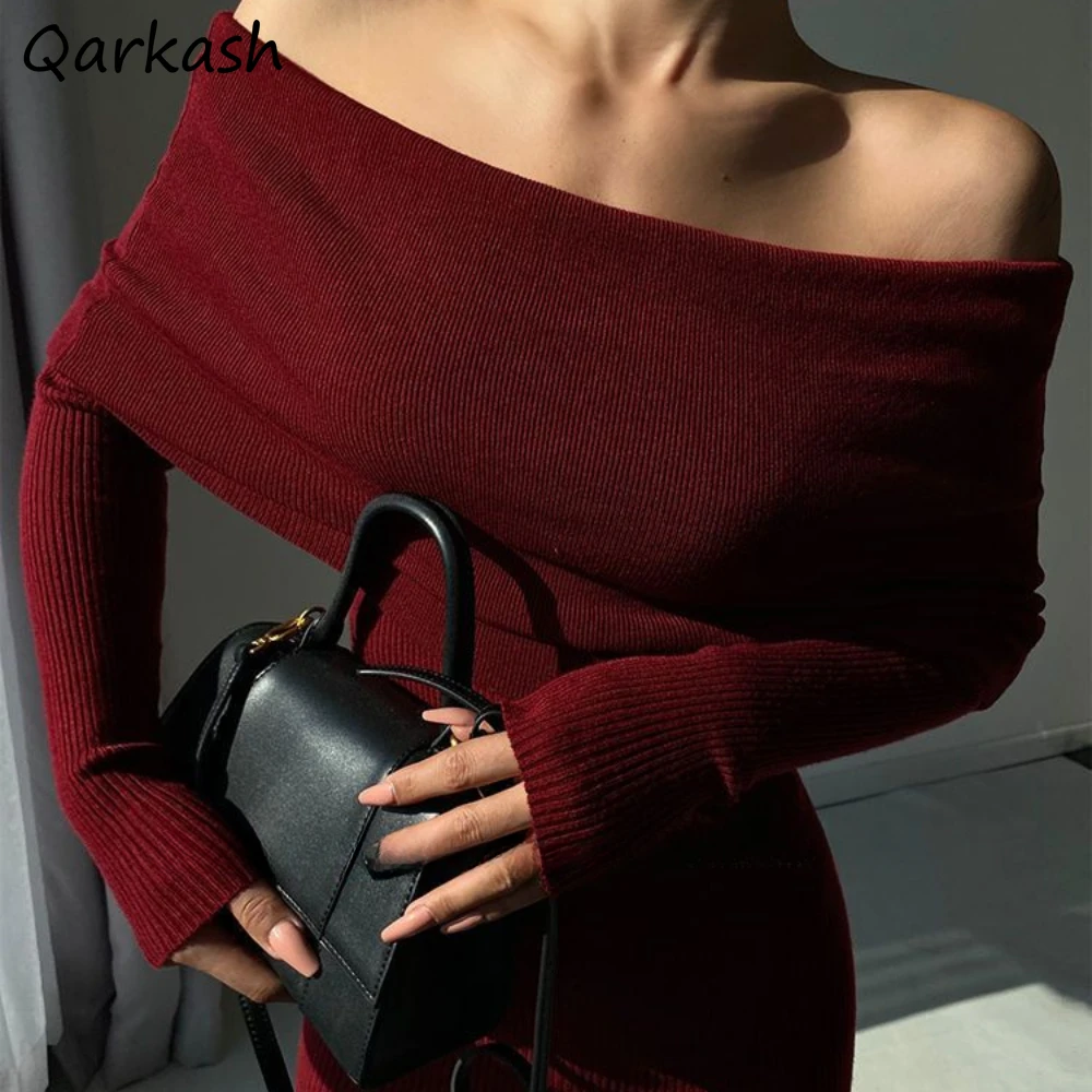 

Красные, черные сексуальные женские платья, однотонные Клубные платья с открытыми плечами и воротником-лодочкой, привлекательные милые винтажные сезоны в американском стиле