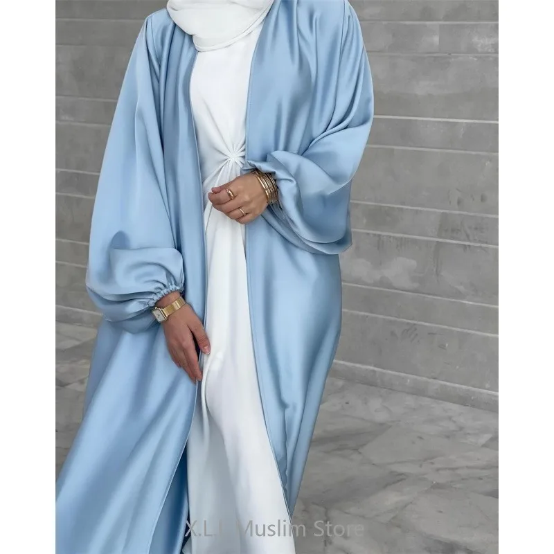 Satin Muslim Fashion Clothes Abayas Dames Dubai Ramadan Dress Jibab Robe Sleeveless And Sleeve Outfit Kaftan Robe Abaya Luxe
