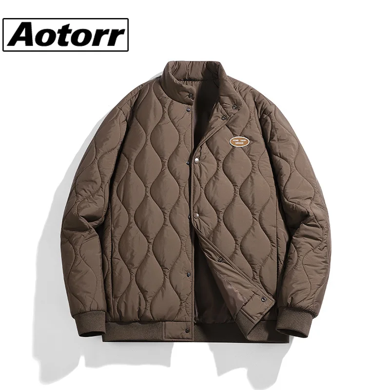 

Vintage Stand Mens Parkas Anti-wind Cotton-padded Coat Fashion Solid All-match Coats Men Winter Long Sleeve Warm Thick Outwear