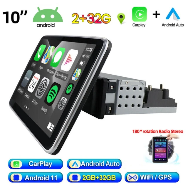 RADIO ANDROID 12 GPS 1 DIN 10,1 UNIVERSAL Carplay Mirrorlink