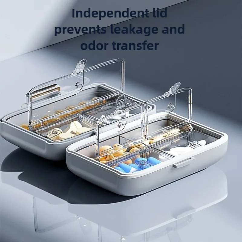 Portable 7 Day Pill Organizer Box Mini Medicine Case Light Blocking Design for Vitamins Fish Oils Medication Storage