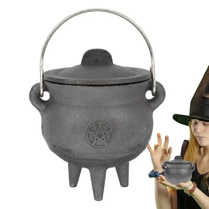 

Halloween Cauldron Cast Iron Cauldron With Lid And Handle Black Cauldron Witch Candy Bowl Halloween Party Decoration Tool