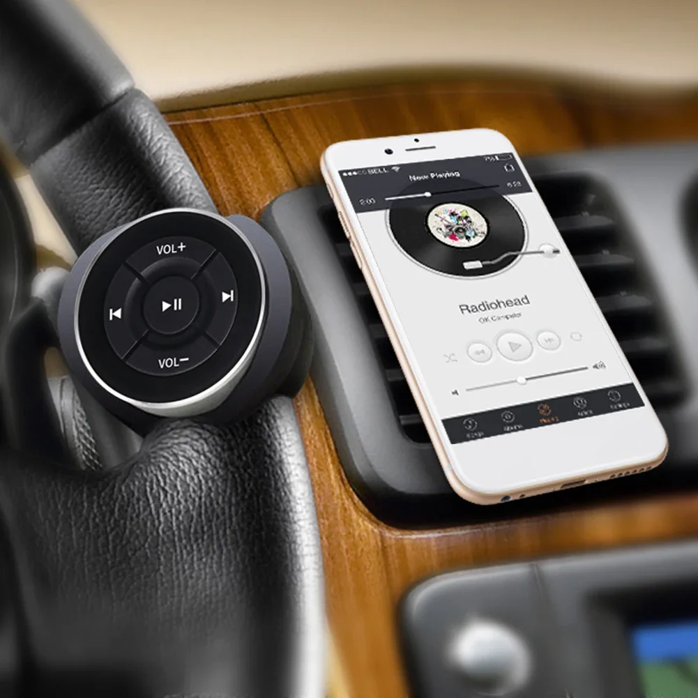 Bluetooth Remote Control Car Steering Wheel Media Button for IOS Android