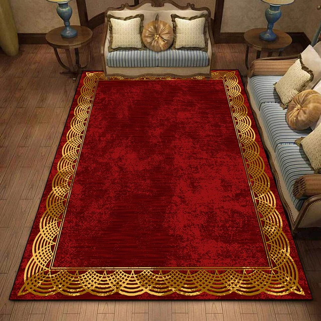 Tapis de salon rouge élégant, 2400MM x 3300MM, style rustique américain et  européen, moquette moderne pour salon, moquette de styliste - AliExpress