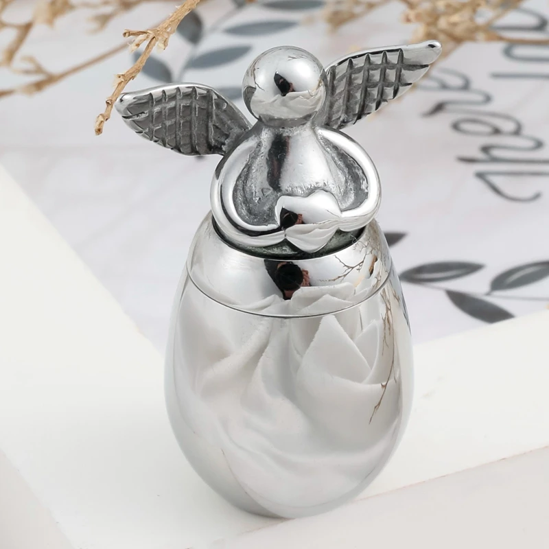Cute Angel Wing Heart Memorial Keepsake Stainless Steel Cremation Urns For Human Pet Ashes Can Be Engraved Memorial Ashes Holder Cremation Urn